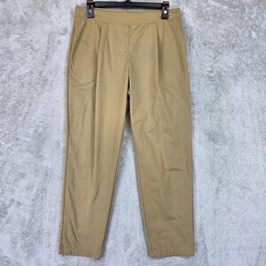 Uniqlo Pants Womens M Beige Khaki Dry-EX Stretch Tapered Elastic Waist Casual